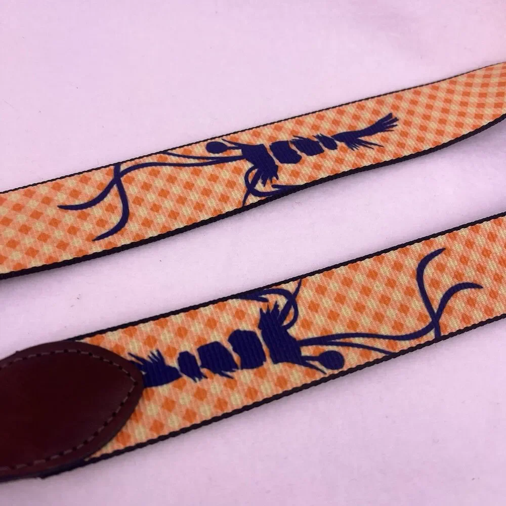 Thomas Bates True Flies Men's Belt 42” Fish Lure Orange Gingham